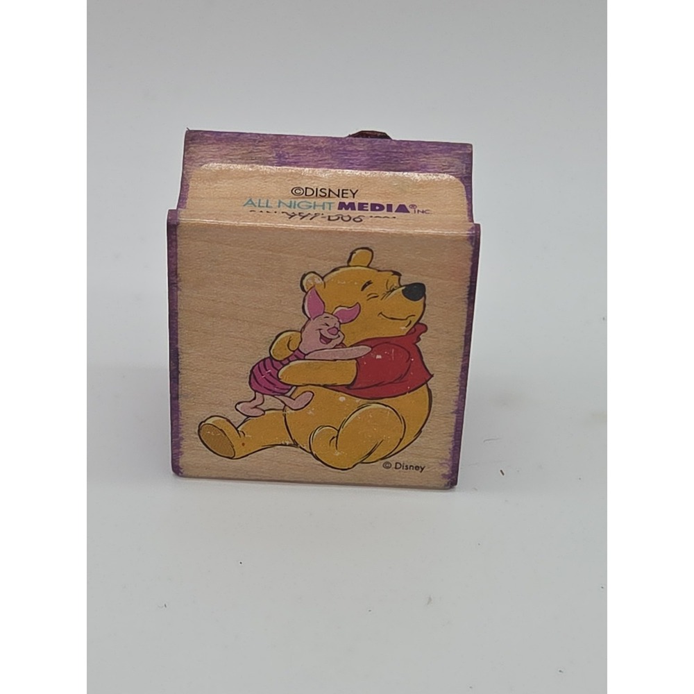 Pooh Hugs Piglet~Disney~Rubber Stamp 1.5" X 1.5" All Night Media #997-D06